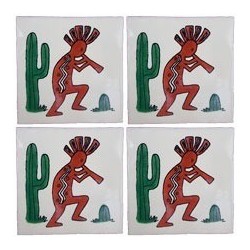 Kokopelli f/Blanco - 10x10cm Fliese