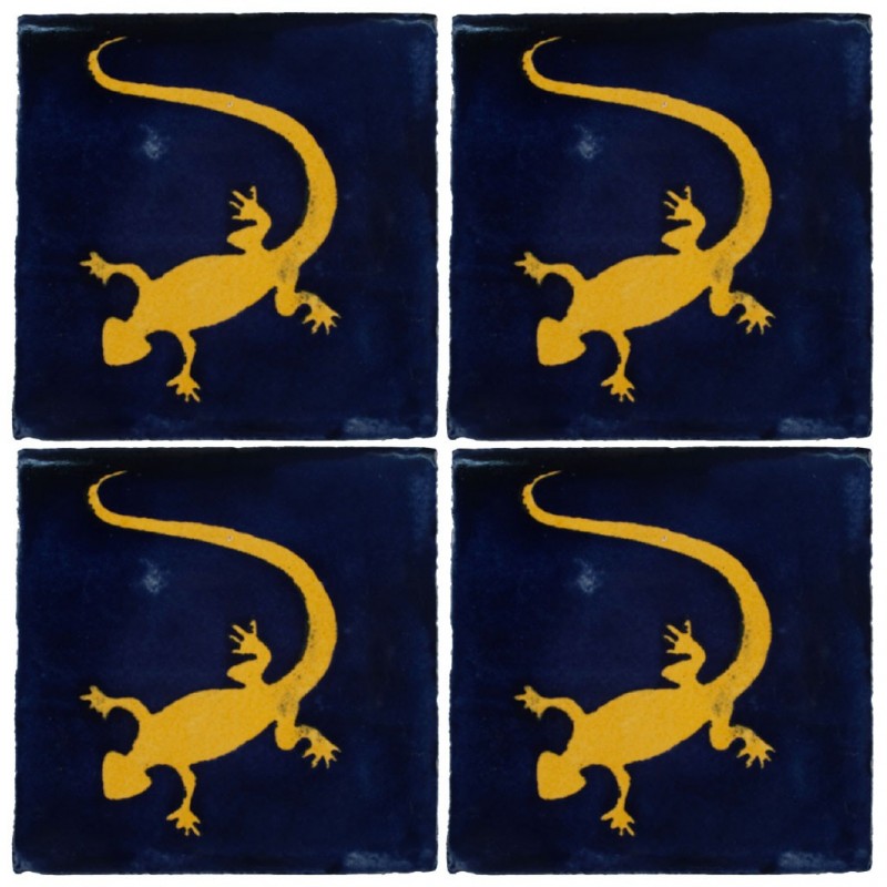 Lagartija Mostaza f/Azul - 10x10cm Fliese