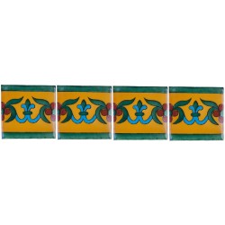 Decorada Amarillo c/Verde - 10x10cm Fliese