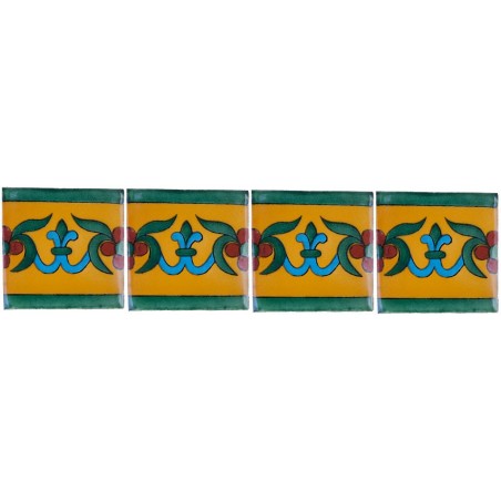 Decorada Amarillo c/Verde - 10x10cm Fliese