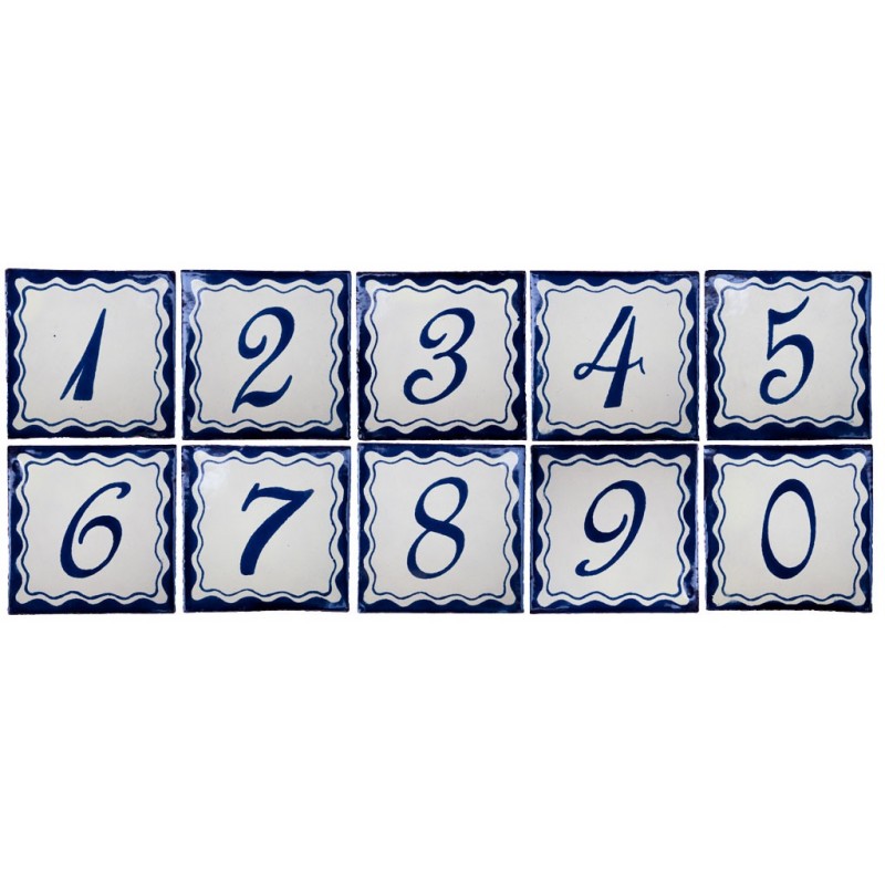 Zahlen Blau Einfach - 10x10cm Fliese