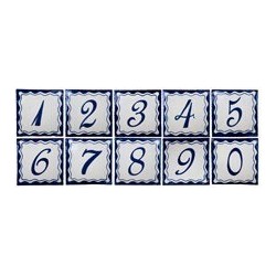 Zahlen Blau Einfach - 10x10cm Fliese