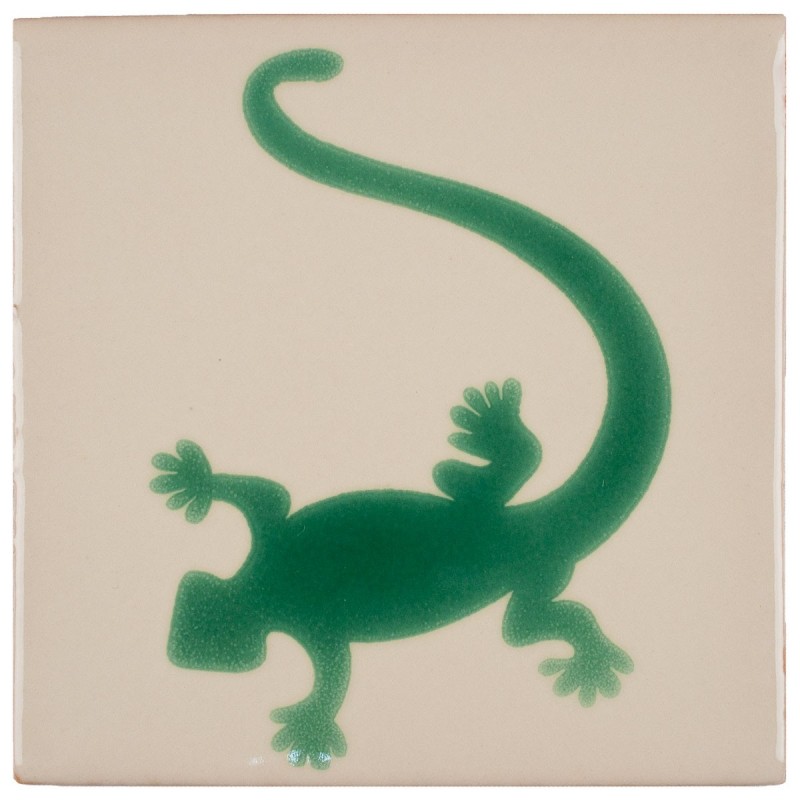 Lagartija Verde f/Blanco 11x11 cm Fliese