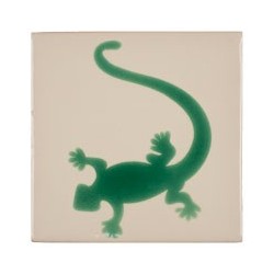 Lagartija Verde f/Blanco 11x11 cm Fliese