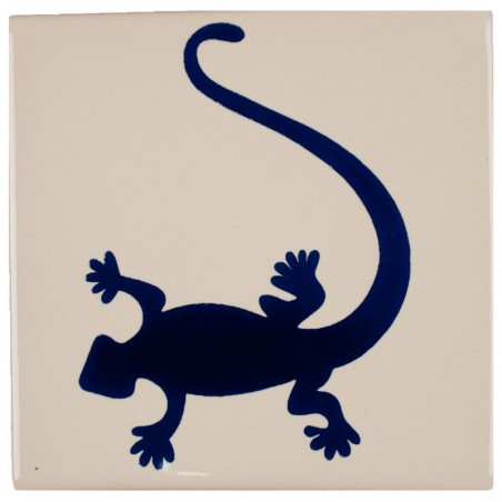 Lagartija Azul f/Blanco 11x11 cm Fliese