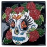 Sugar Scull mit Rosen Skelett 15x15 cm Relief Fliese
