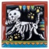 Katze mit Fisch Skelett 15x15 cm Relief Fliese