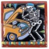 Automechaniker Skelett 15x15 cm Relief Fliese