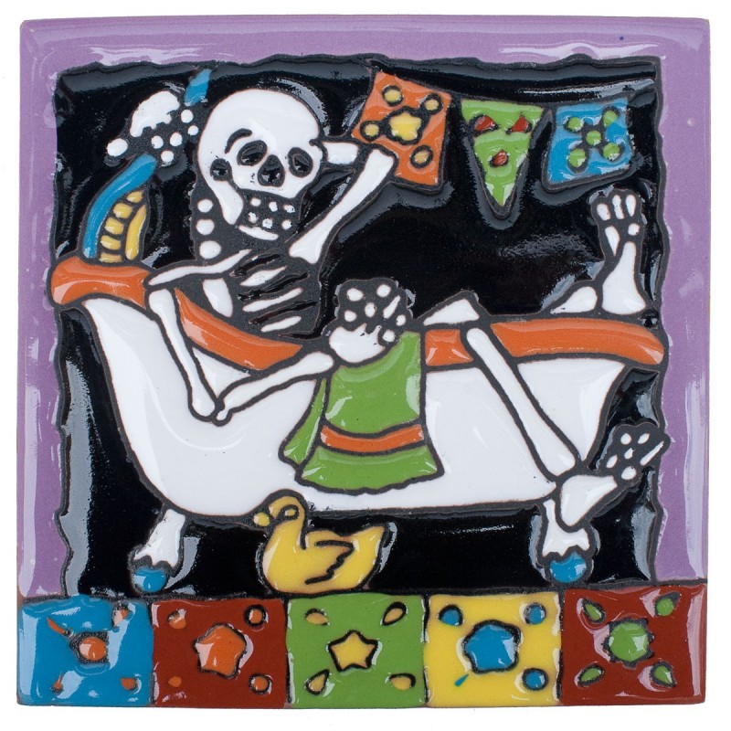 Badewanne Skelett 15x15 cm Relief Fliese