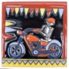Motorradfahrer Skelett 15x15 cm Relief Fliese