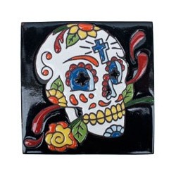 Sugar Scull mit Kreuz Skelett 15x15 cm Relief Fliese