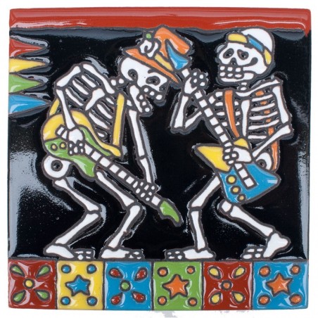 Rockband Skelett 15x15 cm Relief Fliese