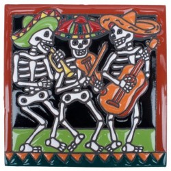 Mariachi Musiker Skelett 15x15 cm Relief Fliese
