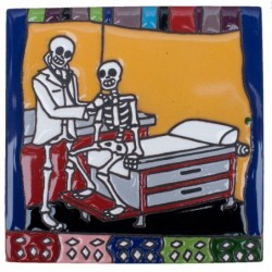 Arzt und Patient Skelett 15x15 cm Relief Fliese