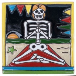 Yoga Skelett 15x15 cm Relief Fliese