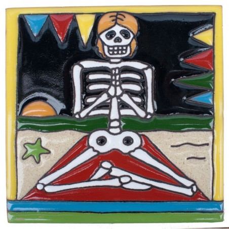 Yoga Skelett 15x15 cm Relief Fliese