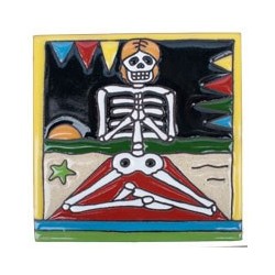 Yoga Skelett 15x15 cm Relief Fliese
