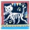 Katze mit Fisch Skelett 11x11 cm Relief Fliese