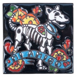 Mi Amigo Hund Skelett 11x11 cm Relief Fliese