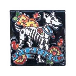 Mi Amigo Hund Skelett 11x11 cm Relief Fliese