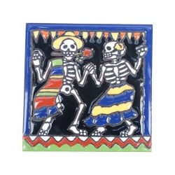 Tanzenden Paar Skelett 11x11 cm Relief Fliese