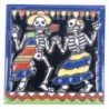 Tanzenden Paar Skelett 11x11 cm Relief Fliese