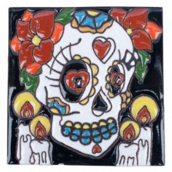 Sugar Scull mit Herz Skelett 11x11 cm Relief Fliese