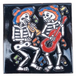 Musiker Skelett 11x11 cm Relief Fliese