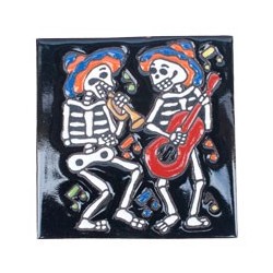 Musiker Skelett 11x11 cm Relief Fliese