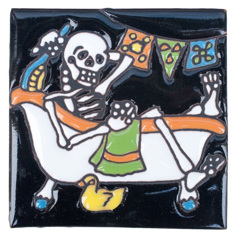 Badewanne Skelett 11x11 cm Relief Fliese