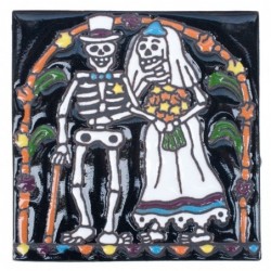 Brautpaar Skelett 11x11 cm Relief Fliese