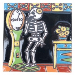 Waage Skelett 11x11 cm Relief Fliese