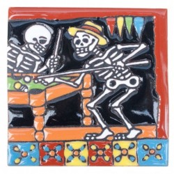 Billardspieler Skelett 11x11 cm Relief Fliese