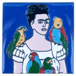 Frida mit Vögel 11x11 cm Relief Fliese