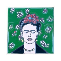 Frida mit Blumen 11x11 cm Relief Fliese