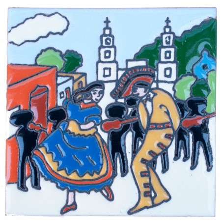 Tanzendes Paar 11x11 cm Relief Fliese